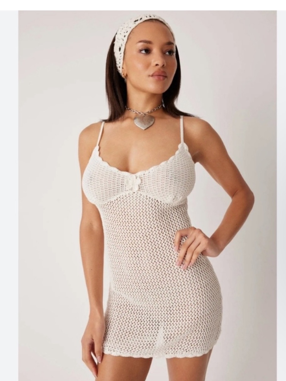 Frankie’s Bikinis Collette Crochet Mini Dress M